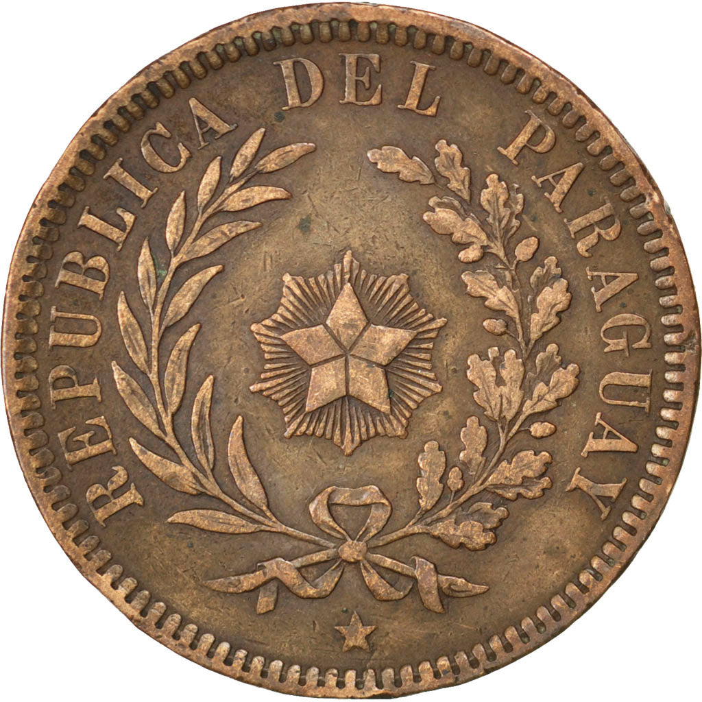 PARAGUAY, 2 Centesimos, 1870, KM #3, EF(40-45), Copper, 9.85