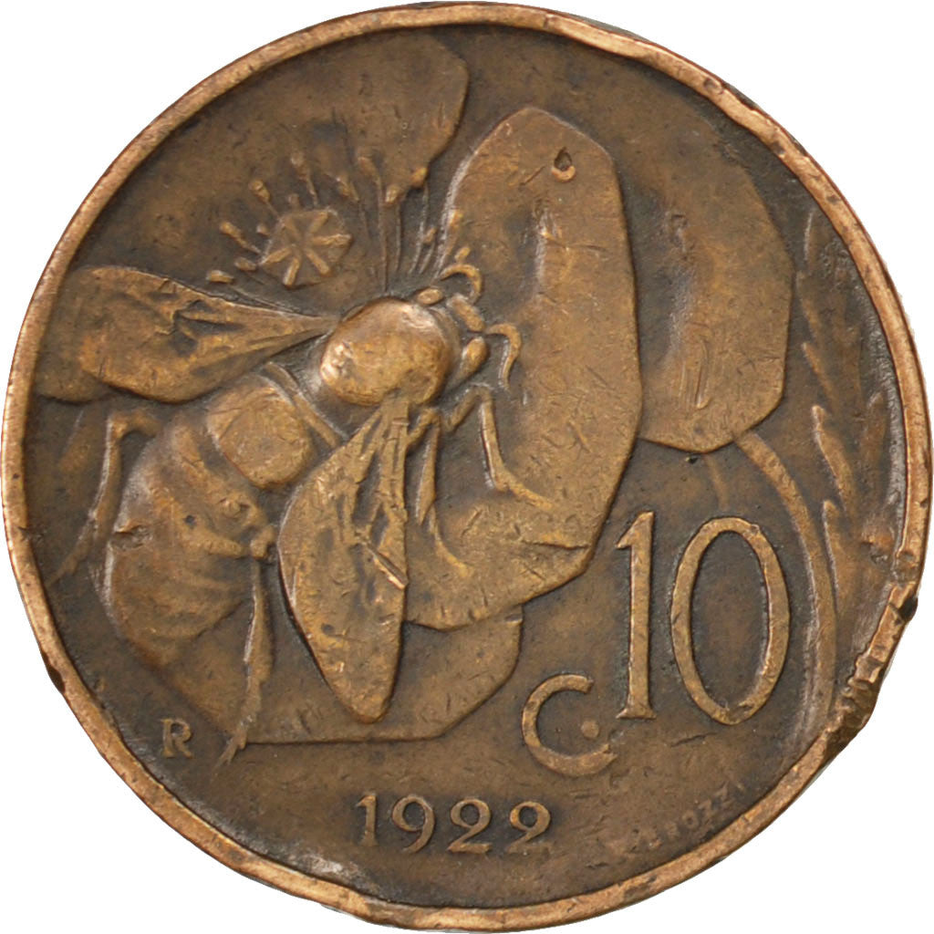 Monnaie, Italie, Vittorio Emanuele III, 10 Centesimi, 1922, Rome, TTB, Bronze
