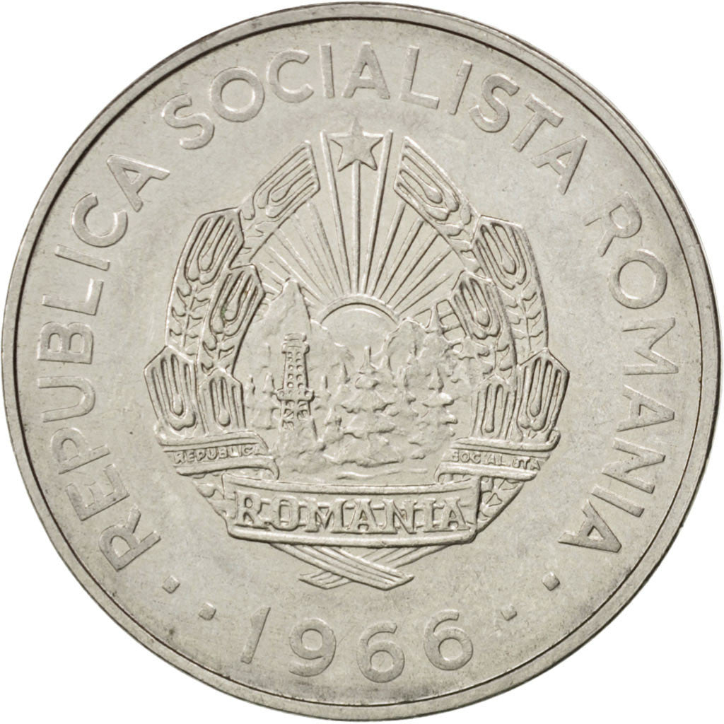Coin, Romania, 3 Lei, 1966, AU(50-53), Nickel Clad Steel, KM:96
