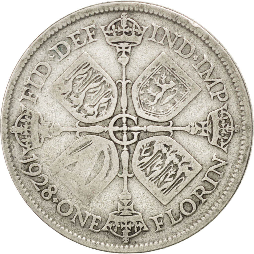 GREAT BRITAIN, Florin, Two Shillings, 1928, KM #834, VF(20-25), Silver, 28.3,...