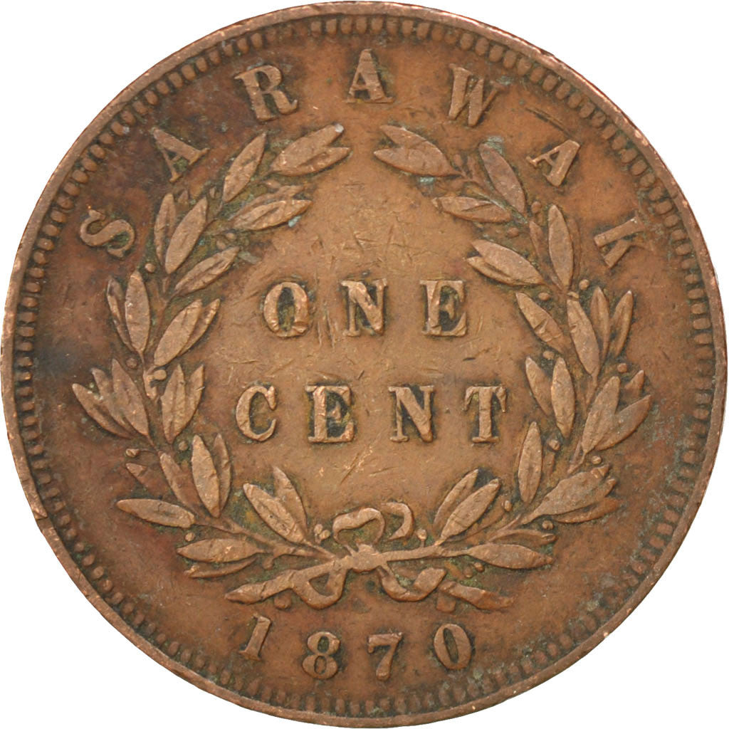 Coin, Sarawak, Charles J. Brooke, Cent, 1870, Heaton, EF(40-45), Copper, KM:6