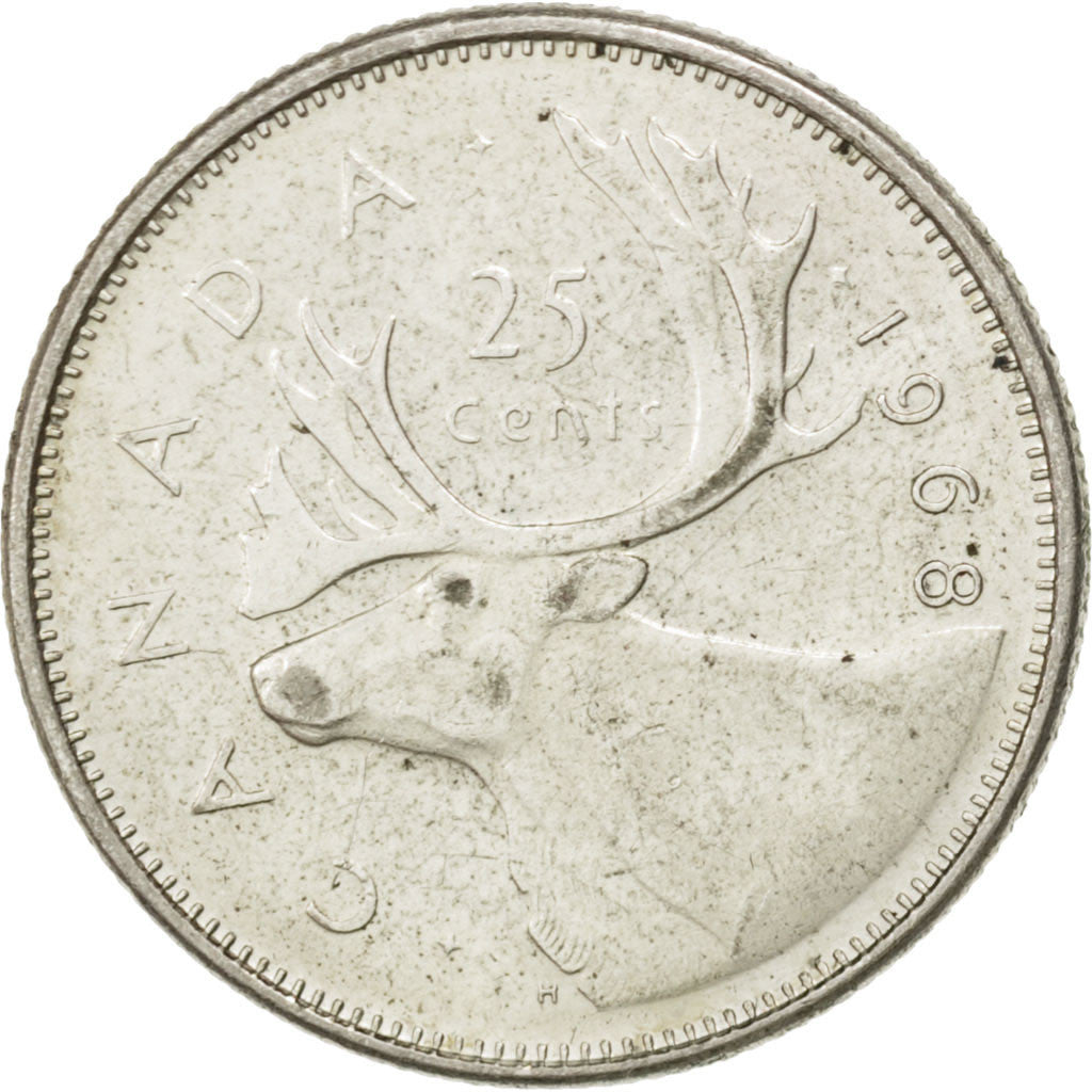 Coin, Canada, Elizabeth II, 25 Cents, 1968, Ottawa, AU(50-53), Silver, KM:62a