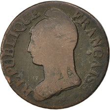 FRANCE, Dupré, 5 Centimes, 1799, Strasbourg, KM #640.4, F(12-15), Bronze, 28, G.