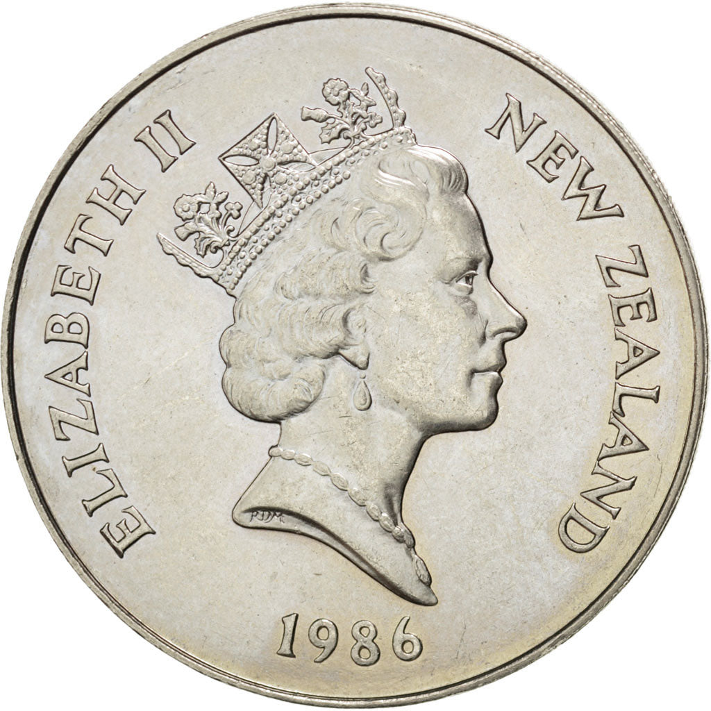 NEW ZEALAND, Dollar, 1986, KM #57, AU(55-58), Copper-Nickel, 38.8, 27.30