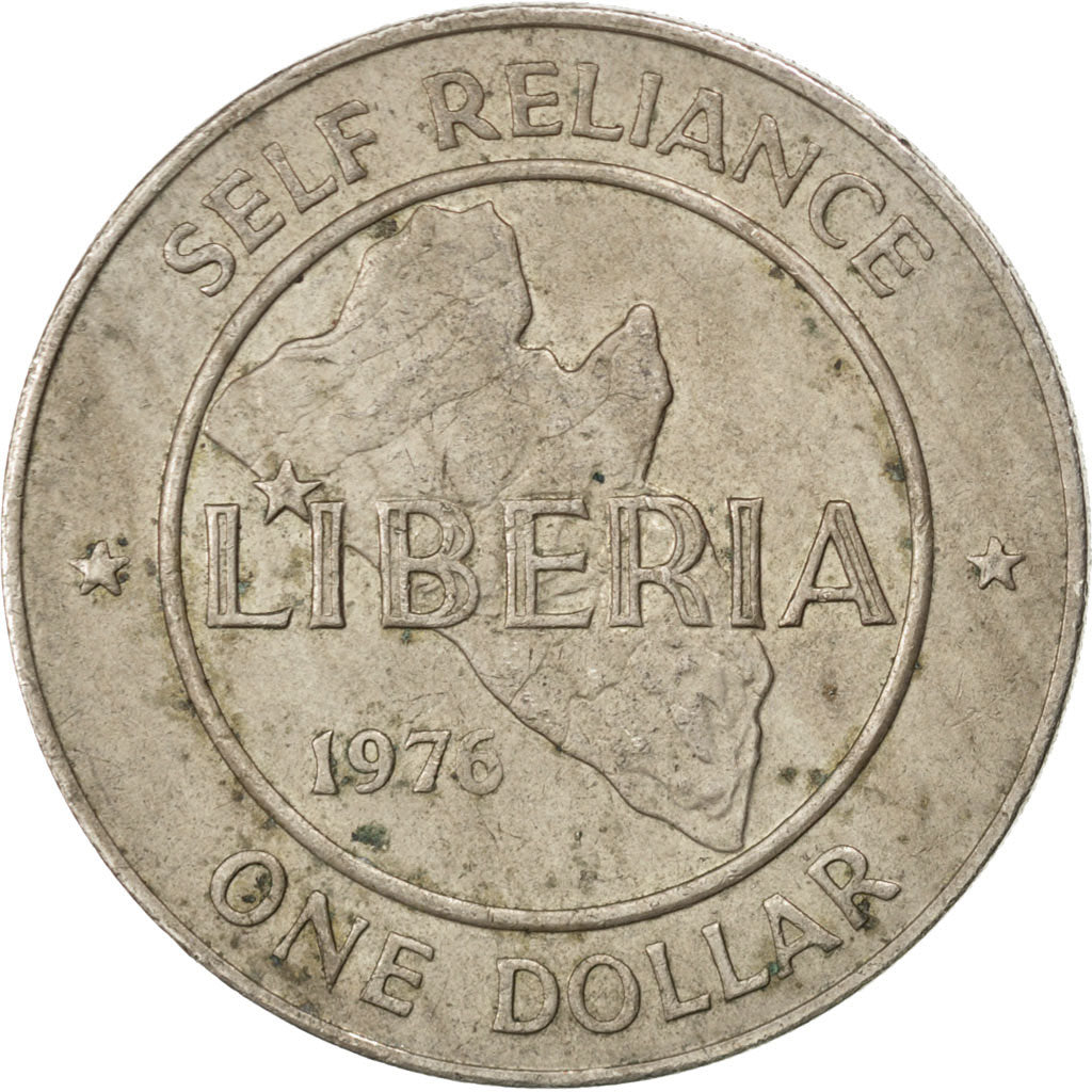 LIBERIA, Dollar, 1976, KM #32, EF(40-45), Copper-Nickel, 34, 17.91