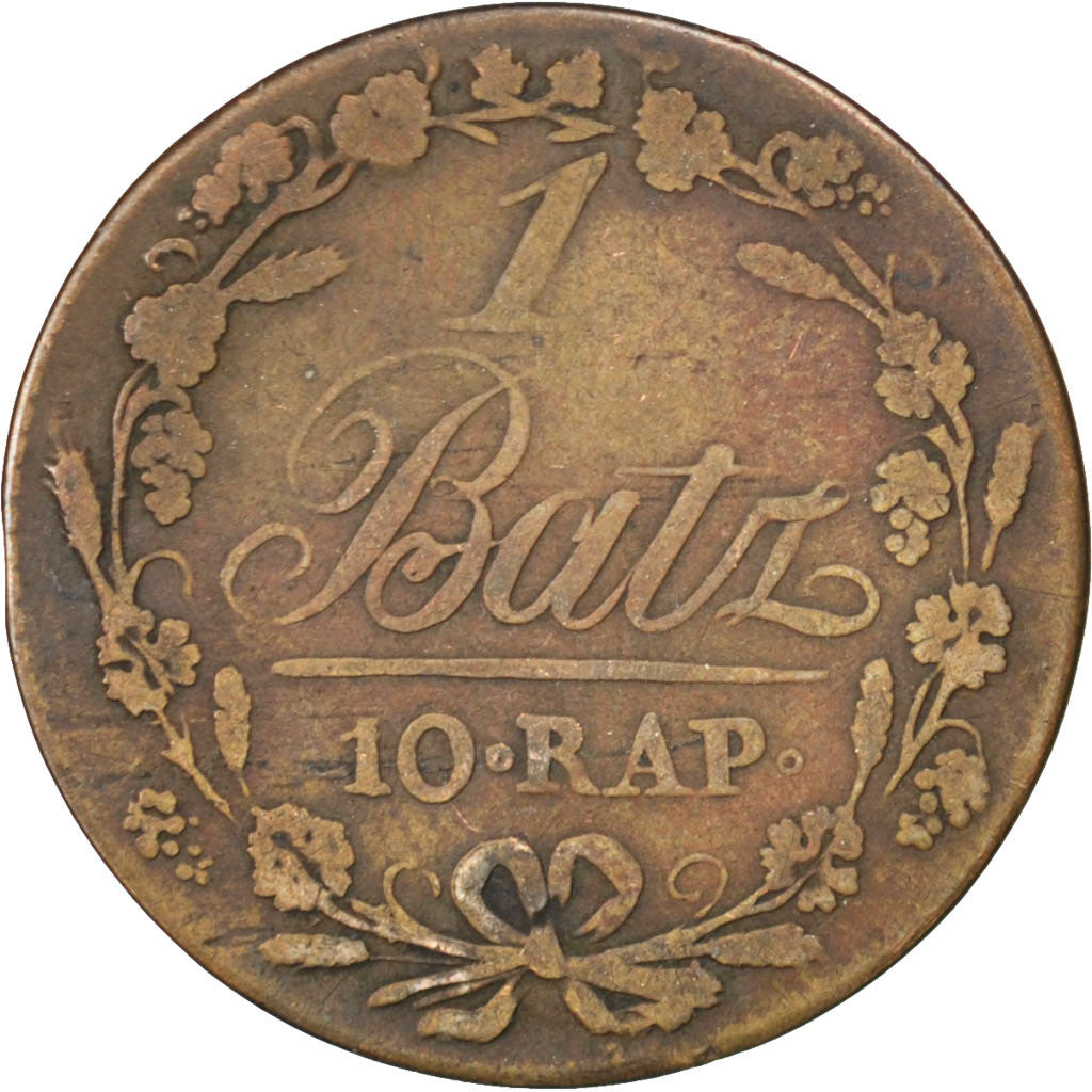 SWISS CANTONS, Batzen-10 Rappen, 1814, KM #8, EF(40-45), Billon, 2.45
