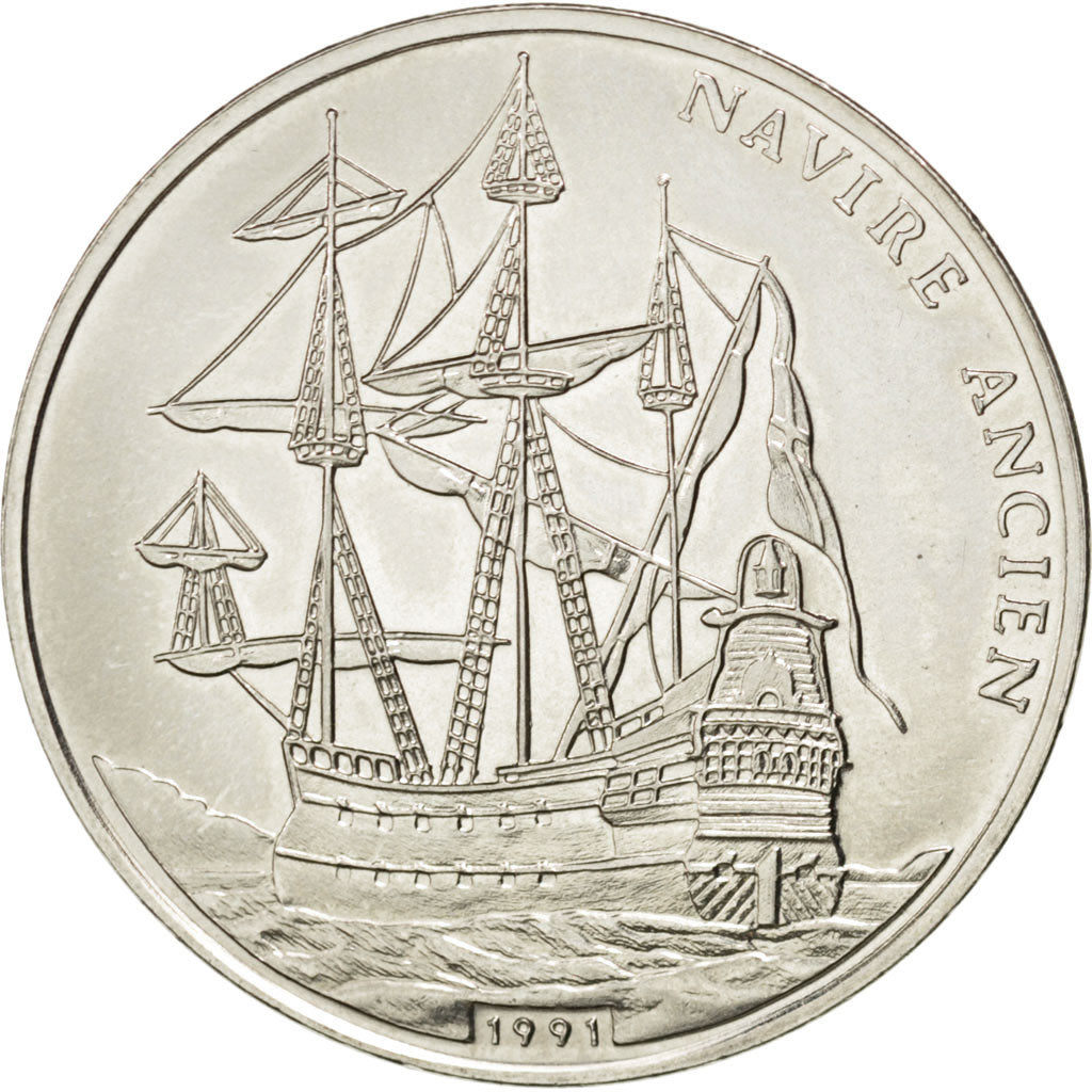 CONGO REPUBLIC, 100 Francs, 1991, KM #10, MS(60-62), Nickel Plated Steel, 12.67