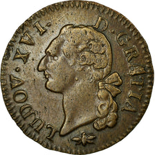 Coin, France, Louis XVI, Sol ou sou, Sol, 1790, Lyon, EF(40-45), Copper