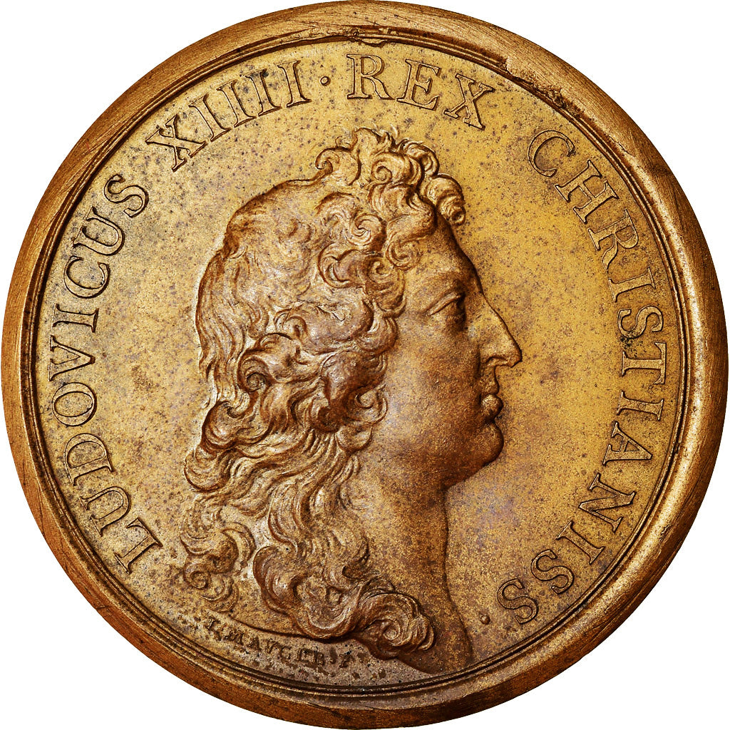 Francia, medalla, Louis XIV, Pise, History, 1654, Mauger, Restrike, EBC, Bronce