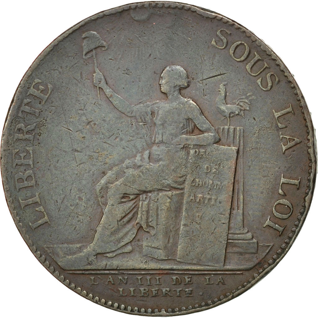 FRANCE, 2 Sols, 1791, KM #Tn23, VF(30-35), Bronze, Brandon #217, 17.90