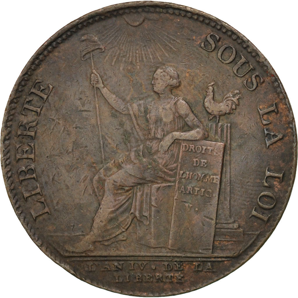 FRANCE, 2 Sols, 1792, KM #Tn25, EF(40-45), Bronze, Brandon #222, 15.90
