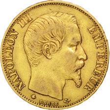 Second Empire, 20 Francs or Napoléon III tête nue 1858 Strasbourg, KM 781.2
