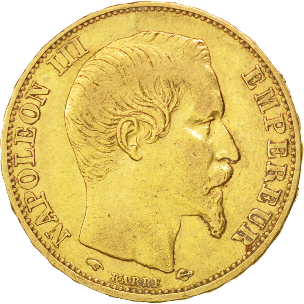 FRANCE, Napoléon III, 20 Francs, 1857, Paris, KM #781.1, EF(40-45), Gold, Gadour
