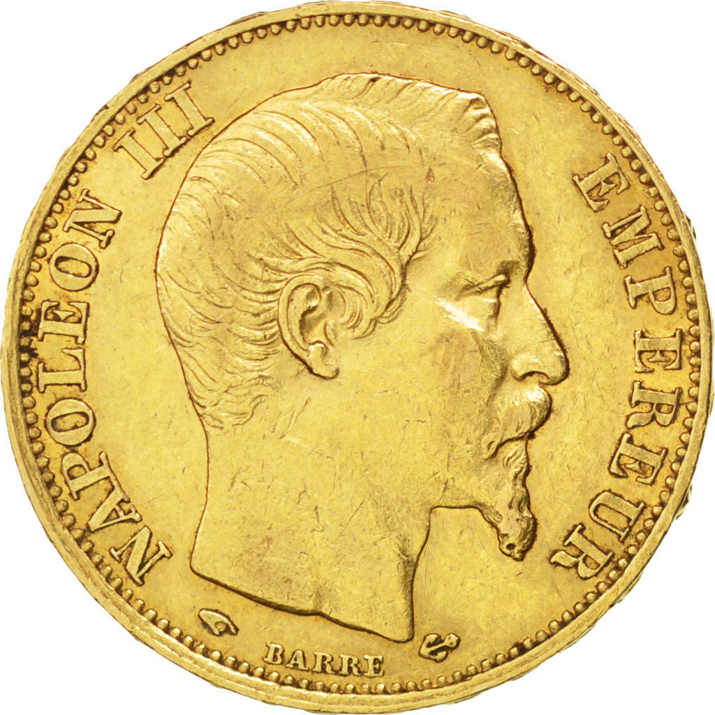 Second Empire, 20 Francs or Napoléon III tête nue 1859 Paris, KM 781.1