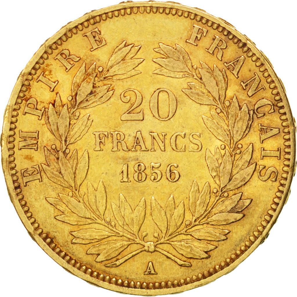 Francia, Napoleon III, Napoléon III, 20 Francs, 1856, Paris, BB, Oro, KM:781...