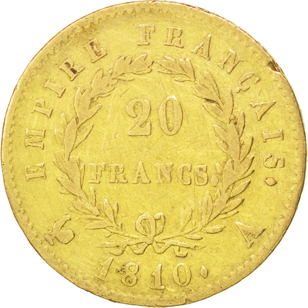 Francia, Napoléon I, 20 Francs, 1810, Paris, MB, Oro, KM:695.1, Gadoury:1025