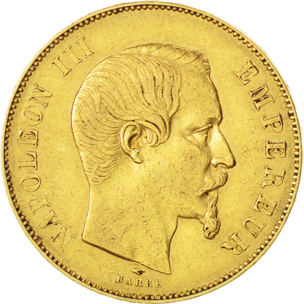 FRANCE, Napoléon III, 50 Francs, 1855, Paris, KM #785.1, EF(40-45), Gold, Gadour