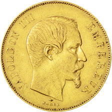 FRANCE, Napoléon III, 50 Francs, 1855, Paris, KM #785.1, EF(40-45), Gold, Gadour