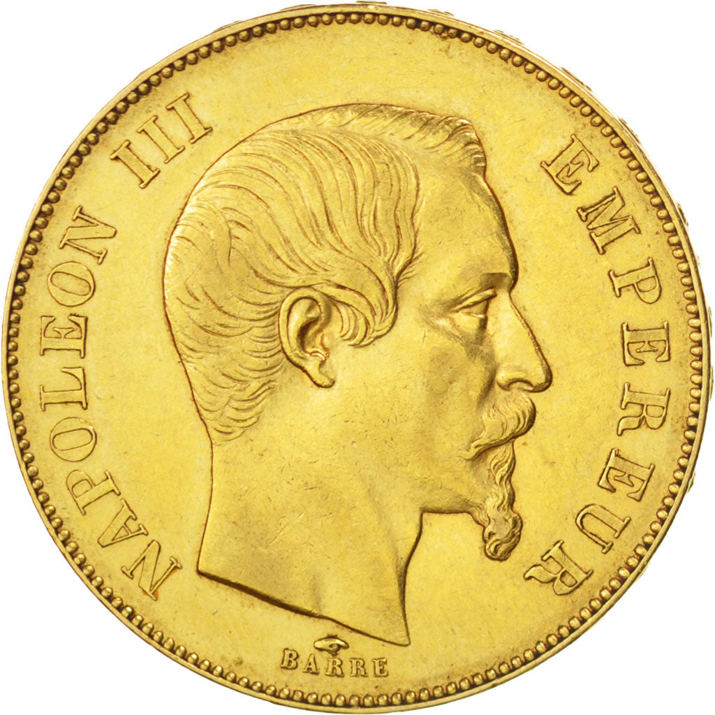 FRANCE, Napoléon III, 50 Francs, 1855, Paris, KM #785.1, AU(50-53), Gold, Gadour