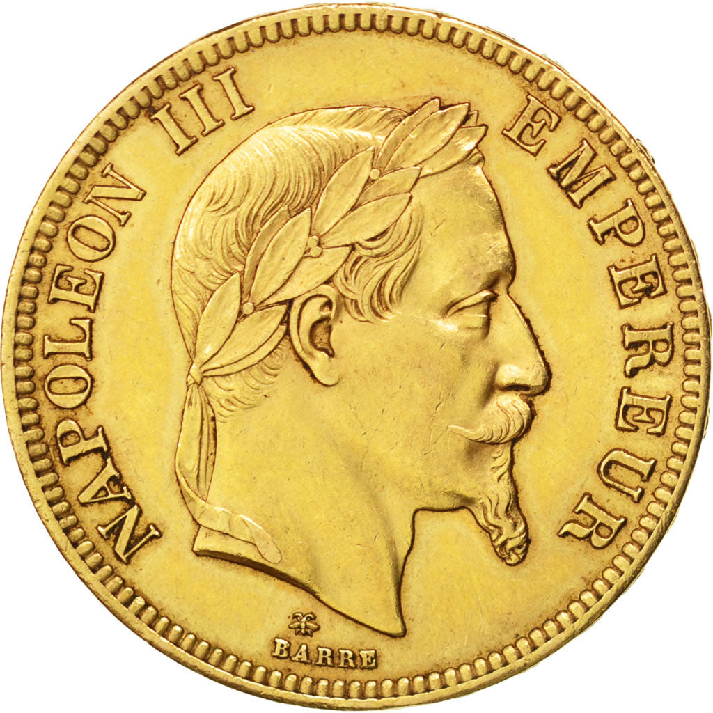 FRANCE, Napoléon III, 100 Francs, 1865, Paris, KM #802.1, AU(55-58), Gold, G...