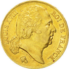FRANCE, Louis XVIII, 20 Francs, 1818, Lille, KM #712.9, AU(50-53), Gold,...