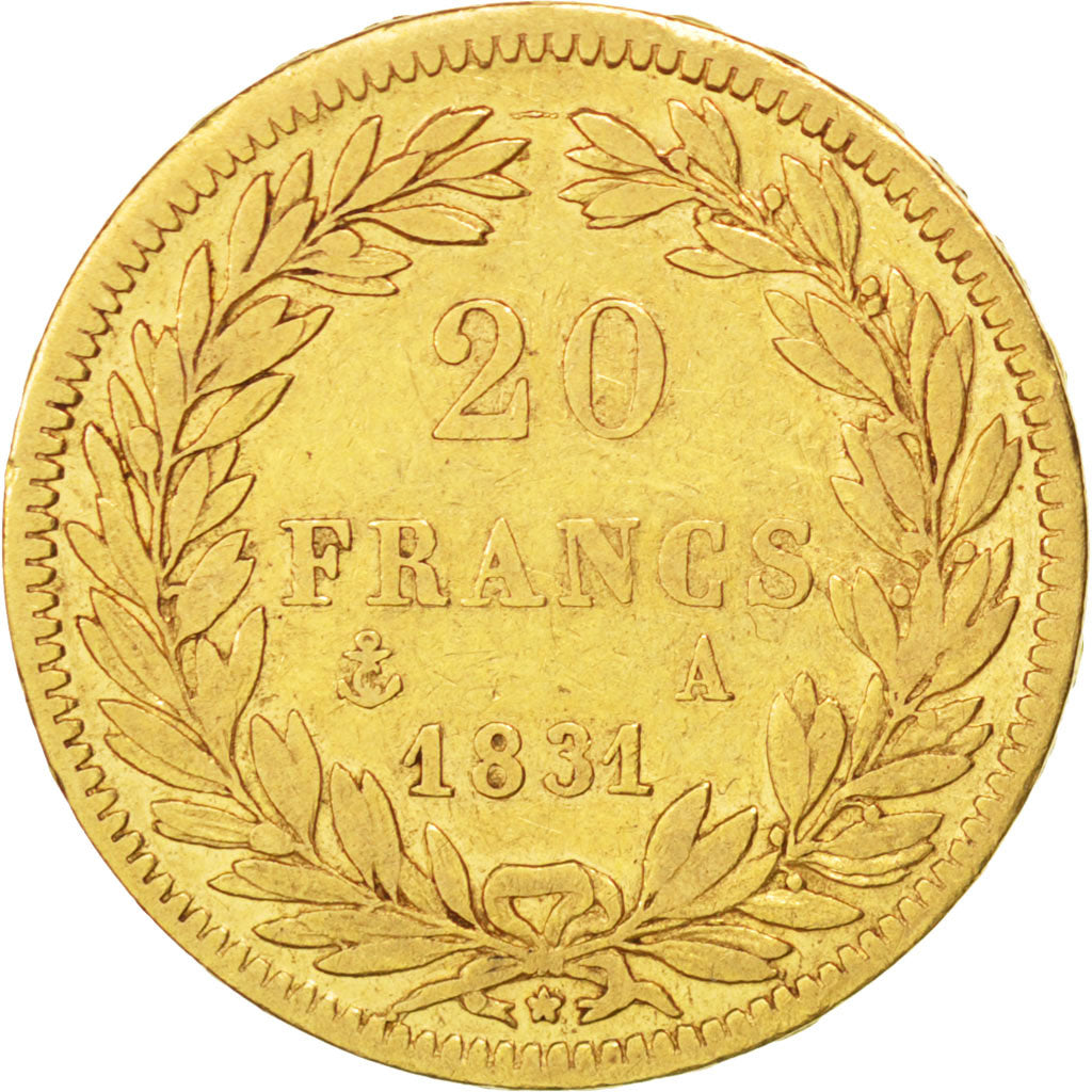 FRANCE, Louis-Philippe, 20 Francs, 1831, Paris, KM #746.1, EF(40-45), Gold,...