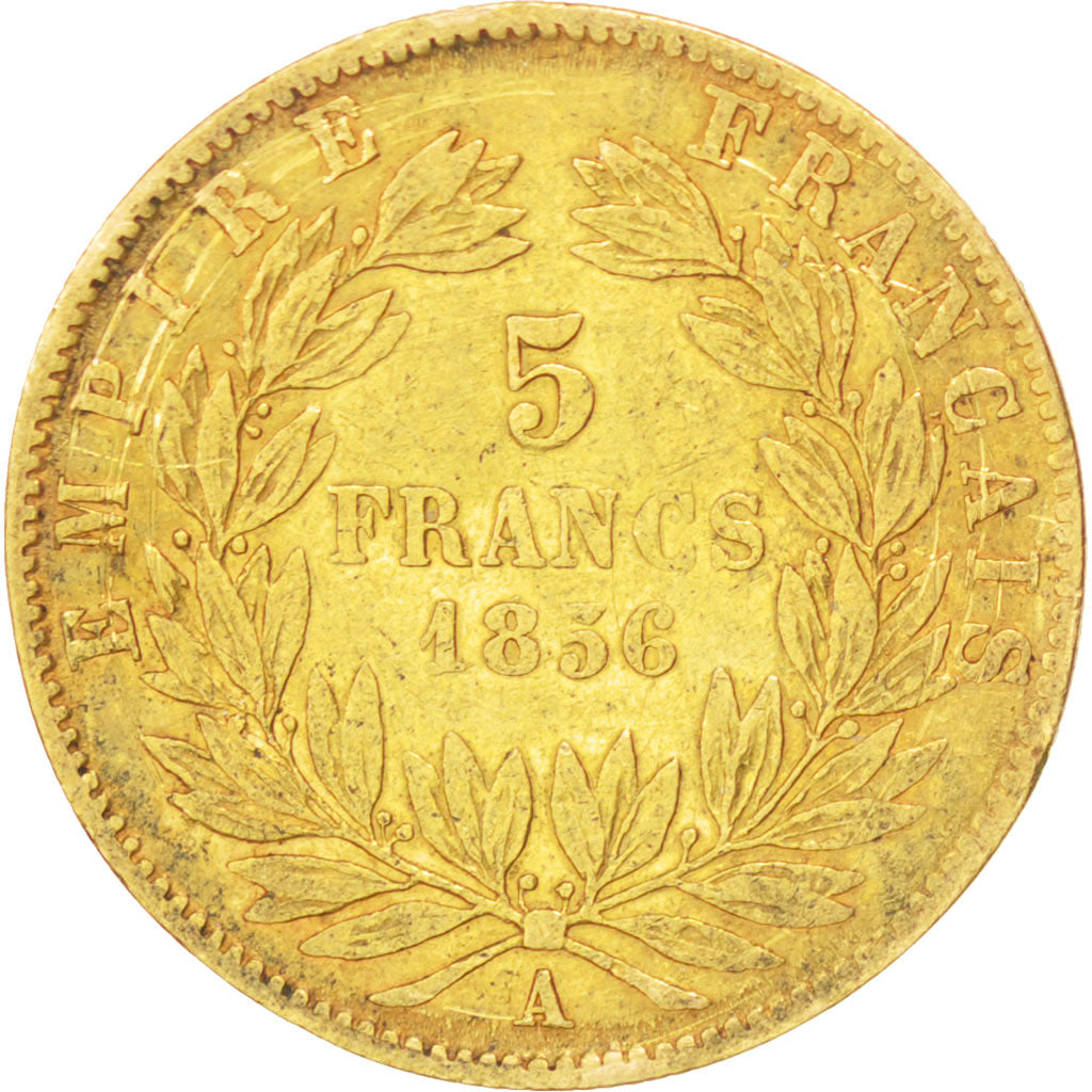 FRANCE, Napoléon III, 5 Francs, 1856, Paris, KM #787.1, F(12-15), Gold, 16.7, G.