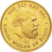 NETHERLANDS, 10 Gulden, 1875, KM #105, AU(55-58), Gold, 22.5, 6.71