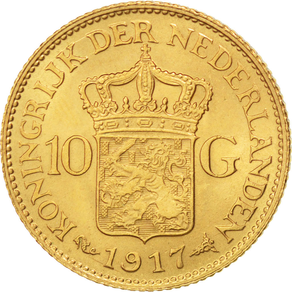 Pays-Bas, Wilhelmina, 10 Gulden 1917, KM 149