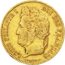 FRANCE, Louis-Philippe, 40 Francs, 1834, Paris, KM #747.1, EF(40-45), Gold,...