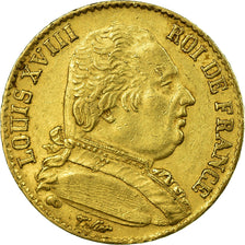 Coin, France, Louis XVIII, Louis XVIII, 20 Francs, 1814, Paris, AU(50-53), Gold