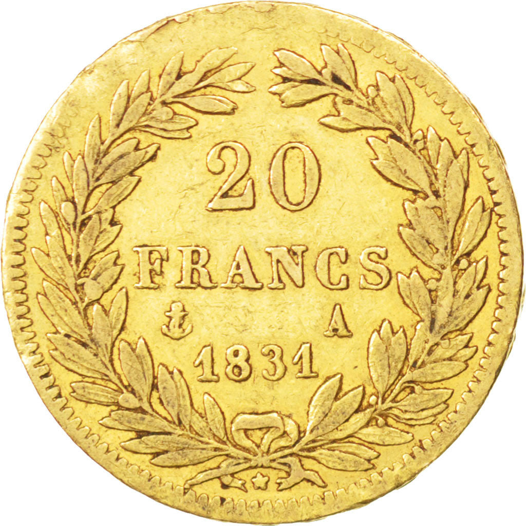 FRANCE, Louis-Philippe, 20 Francs, 1831, Paris, KM #746.1, EF(40-45), Gold,...