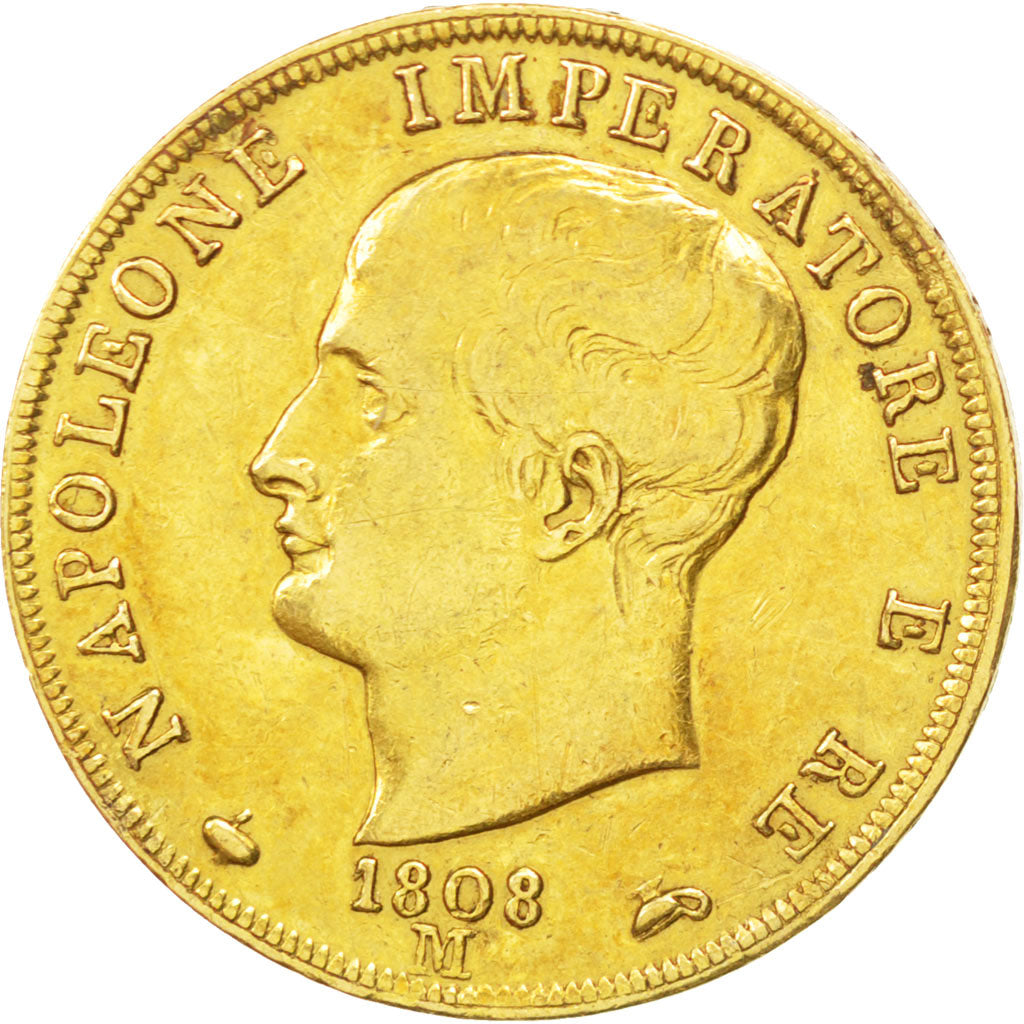 Italie, Royaume de Napoléon, 40 Lire 1808 Milan, KM 12