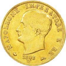 Italie, Royaume de Napoléon, 40 Lire 1808 Milan, KM 12