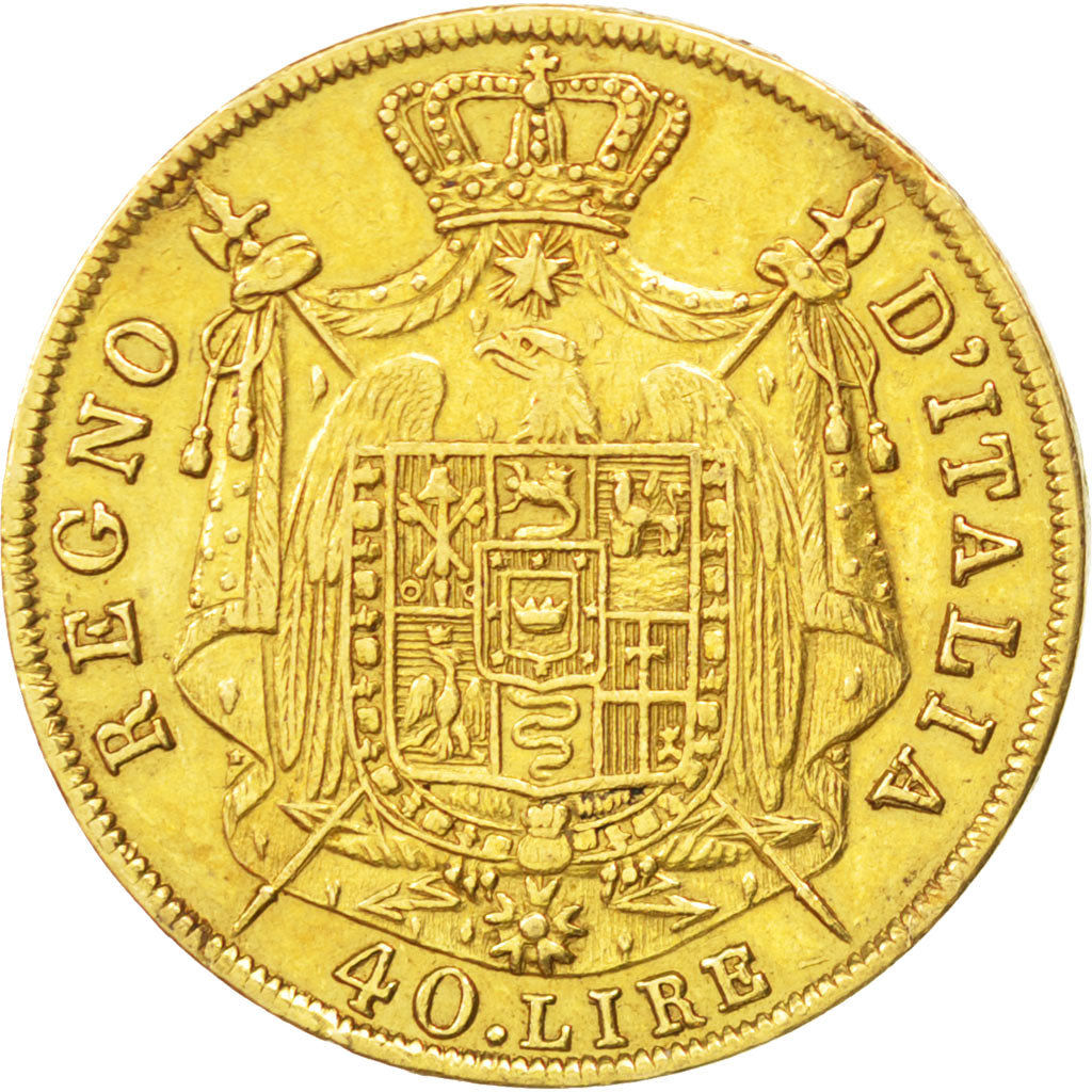 Italie, Royaume de Napoléon, 40 Lire 1808 Milan, KM 12