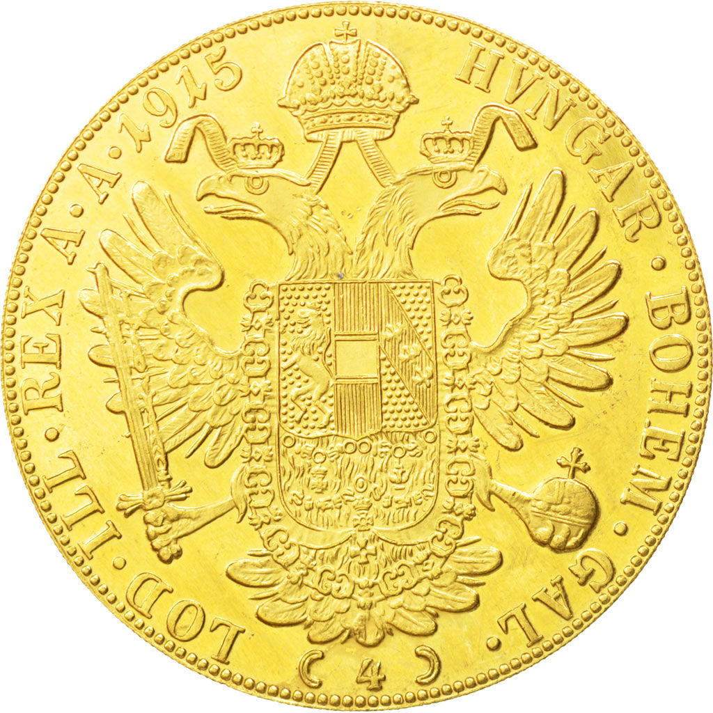 AUSTRIA, 4 Ducat, 1915, KM #2276, AU(55-58), Gold, 13.96