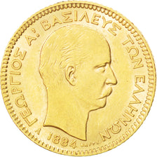 GREECE, 20 Drachmai, 1884, Paris, KM #56, MS(60-62), Gold, 6.43