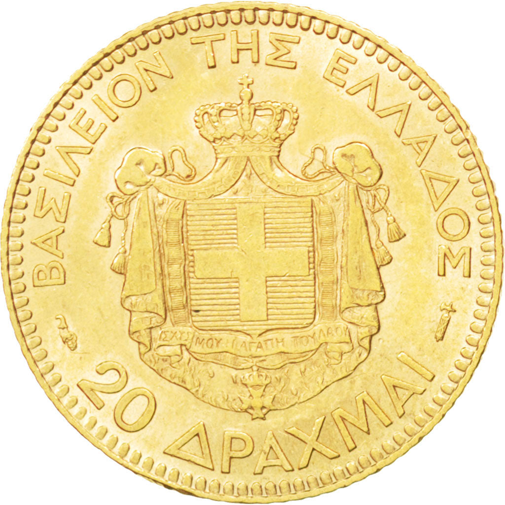 GREECE, 20 Drachmai, 1884, Paris, KM #56, MS(60-62), Gold, 6.43
