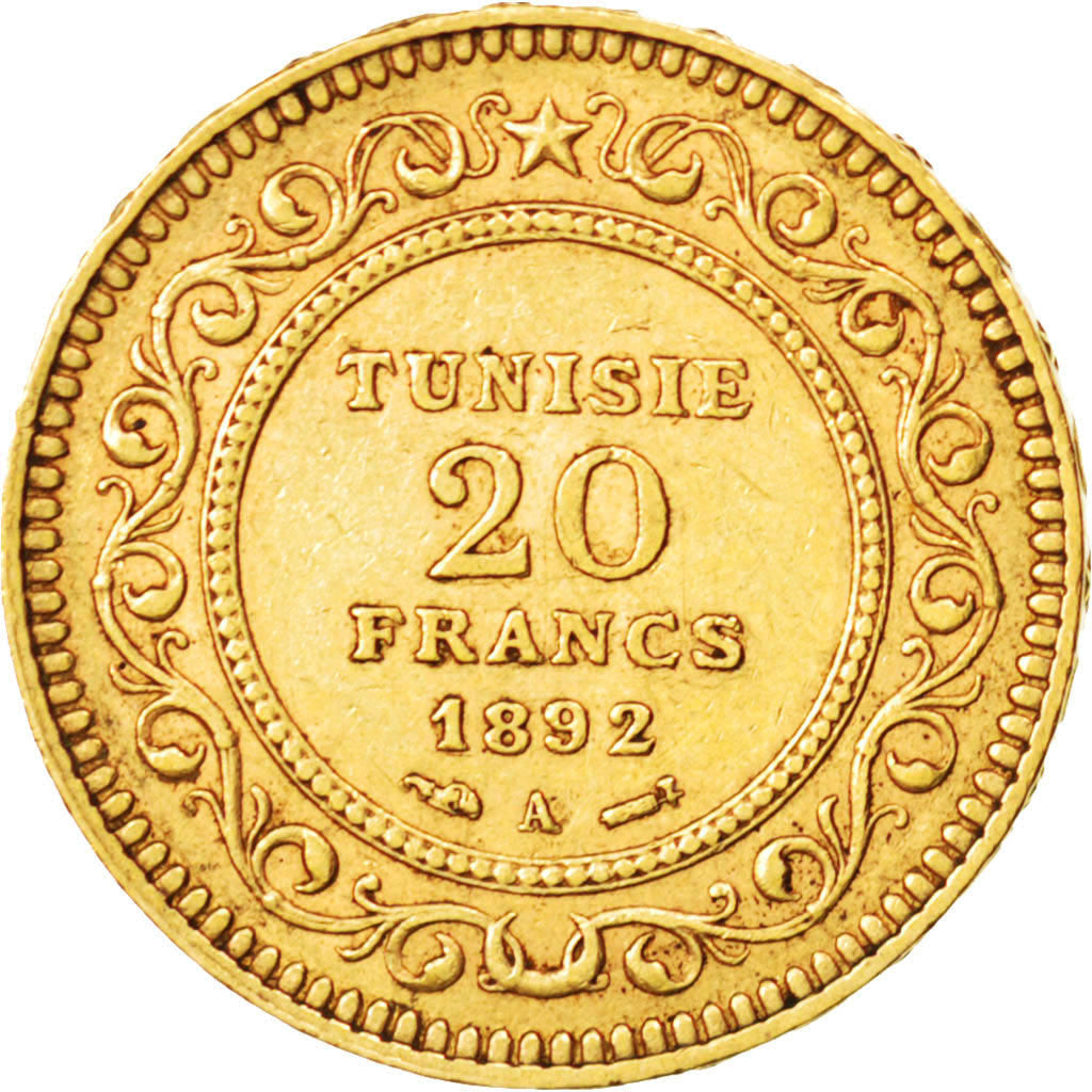 Monnaie, Tunisie, Ali Bey, 20 Francs, 1892, Paris, TTB, Or, KM:227