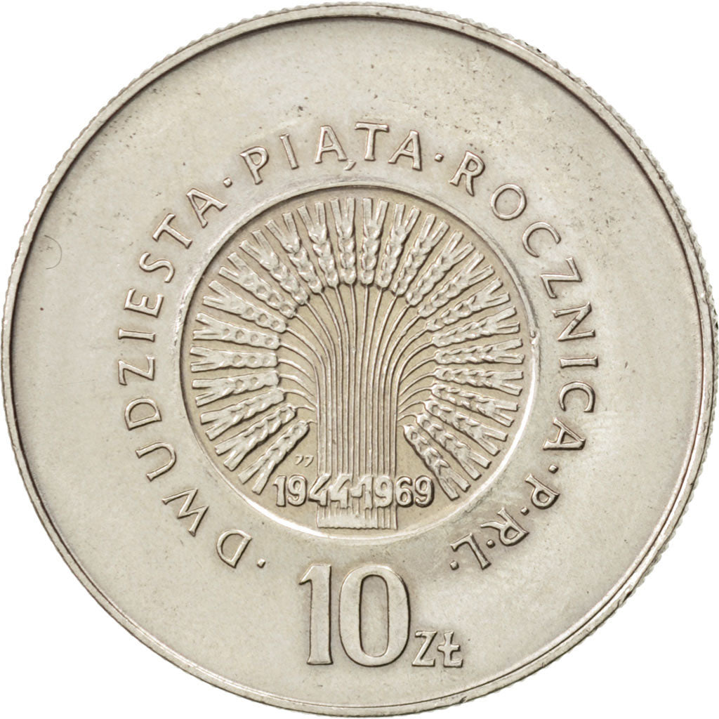 Coin, Poland, 10 Zlotych, 1969, Warsaw, AU(55-58), Copper-nickel, KM:61
