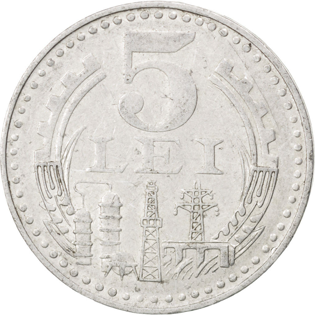 ROMANIA, 5 Lei, 1978, KM #97, AU(50-53), Aluminum, 29, 2.82