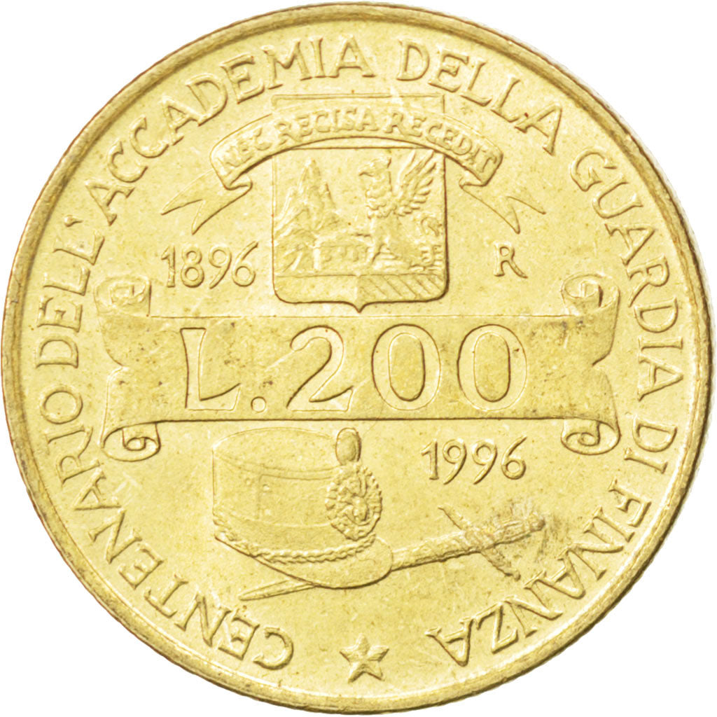 ITALY, 200 Lire, 1996, Rome, KM #184, AU(55-58), Aluminum-Bronze, 24, 4.93