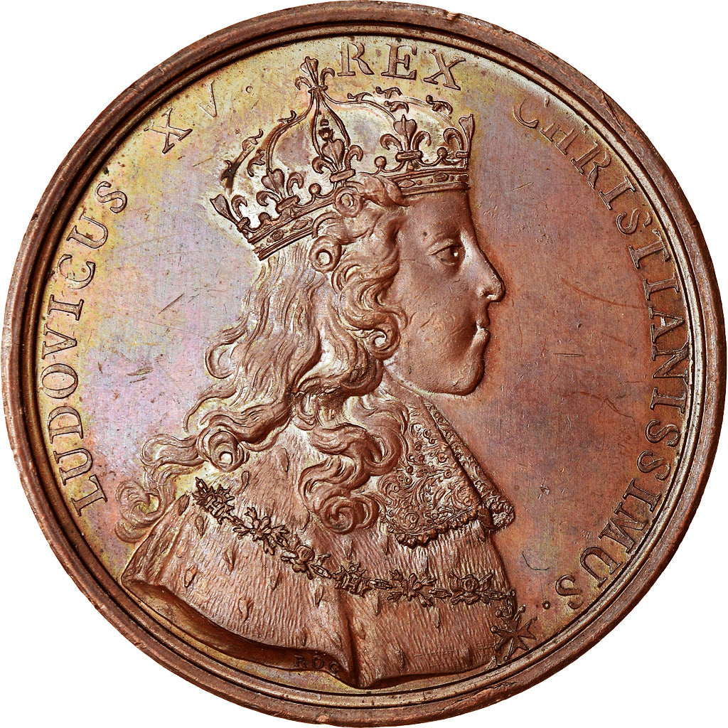 France, Médaille, Sacre de Louis XV à Reims, History, 1722, Leblanc, Refrappe