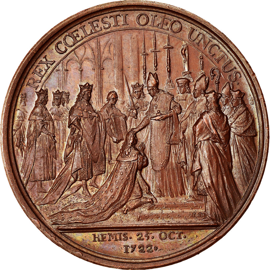 France, Médaille, Sacre de Louis XV à Reims, History, 1722, Leblanc, Refrappe