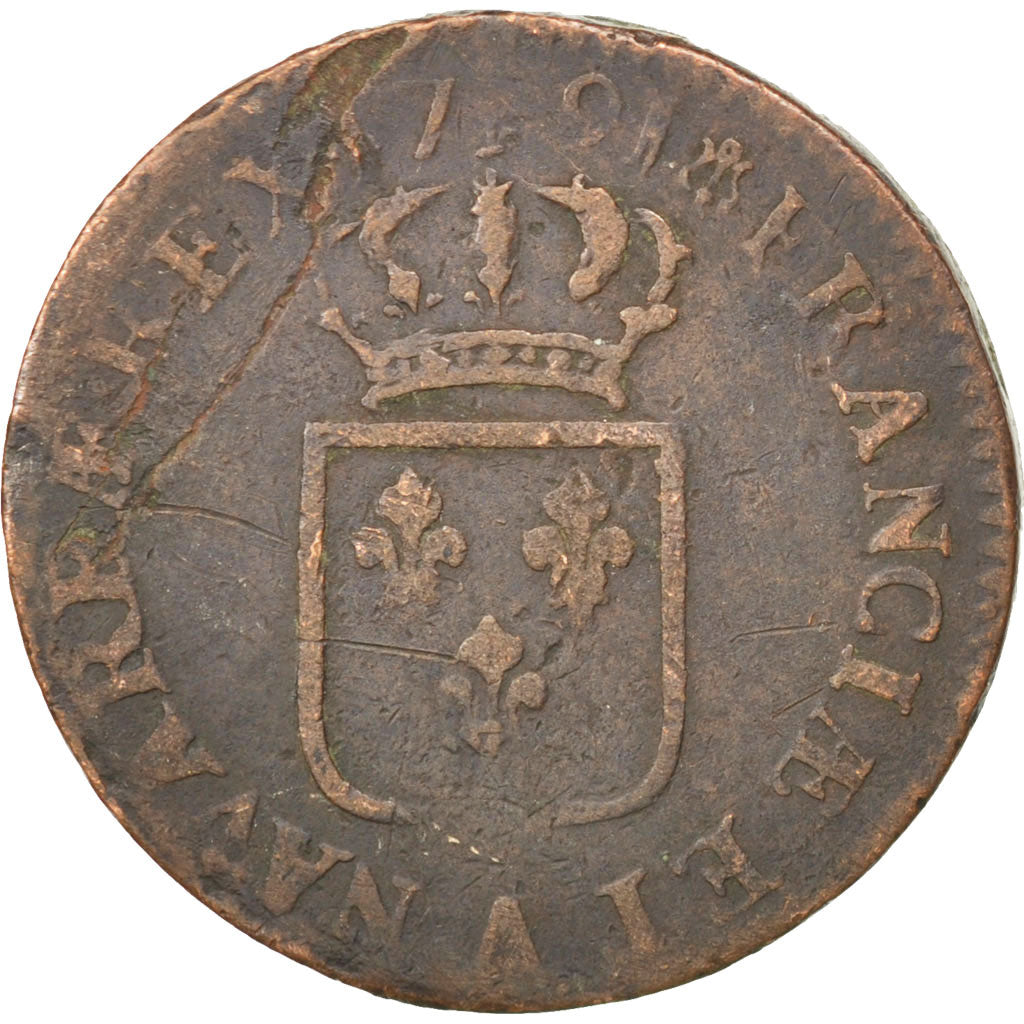 FRANCE, Sol ou sou, Sol, 1791, Paris, KM #578.1, VF(20-25), Copper, Gadoury...