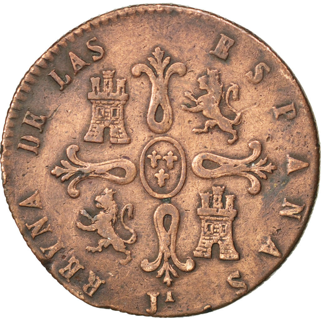 Moneda, España, Isabel II, 8 Maravedis, 1844, Jubia, MBC, Cobre, KM:531.2