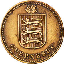 GUERNSEY, 4 Doubles, 1914, Heaton, KM #13, EF(40-45), Bronze, 4.83