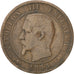 FRANCE, Napoléon III, 10 Centimes, 1855, Lyon, KM #771.4, VF(20-25), Bronze, G..