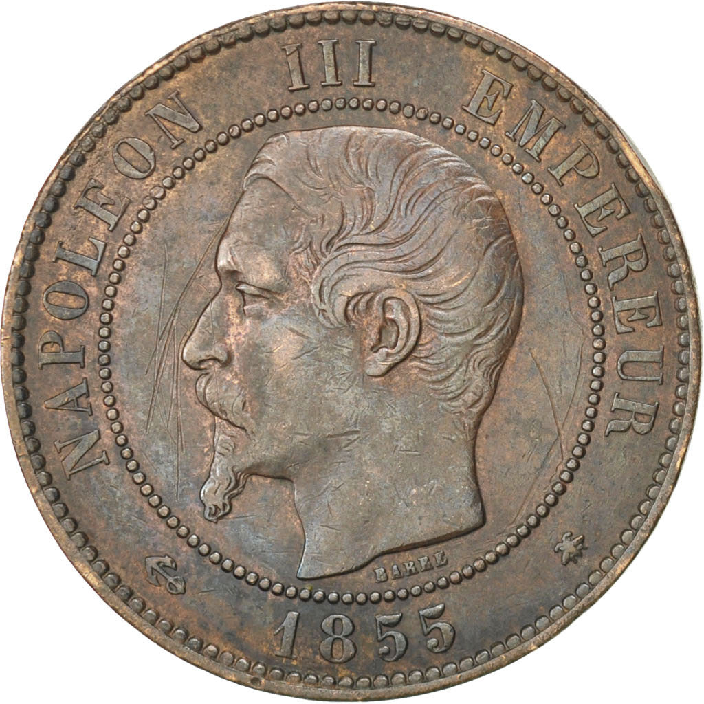 Second Empire, 10 Centimes Napoléon III tête nue 1855 Strasbourg, KM 771.3