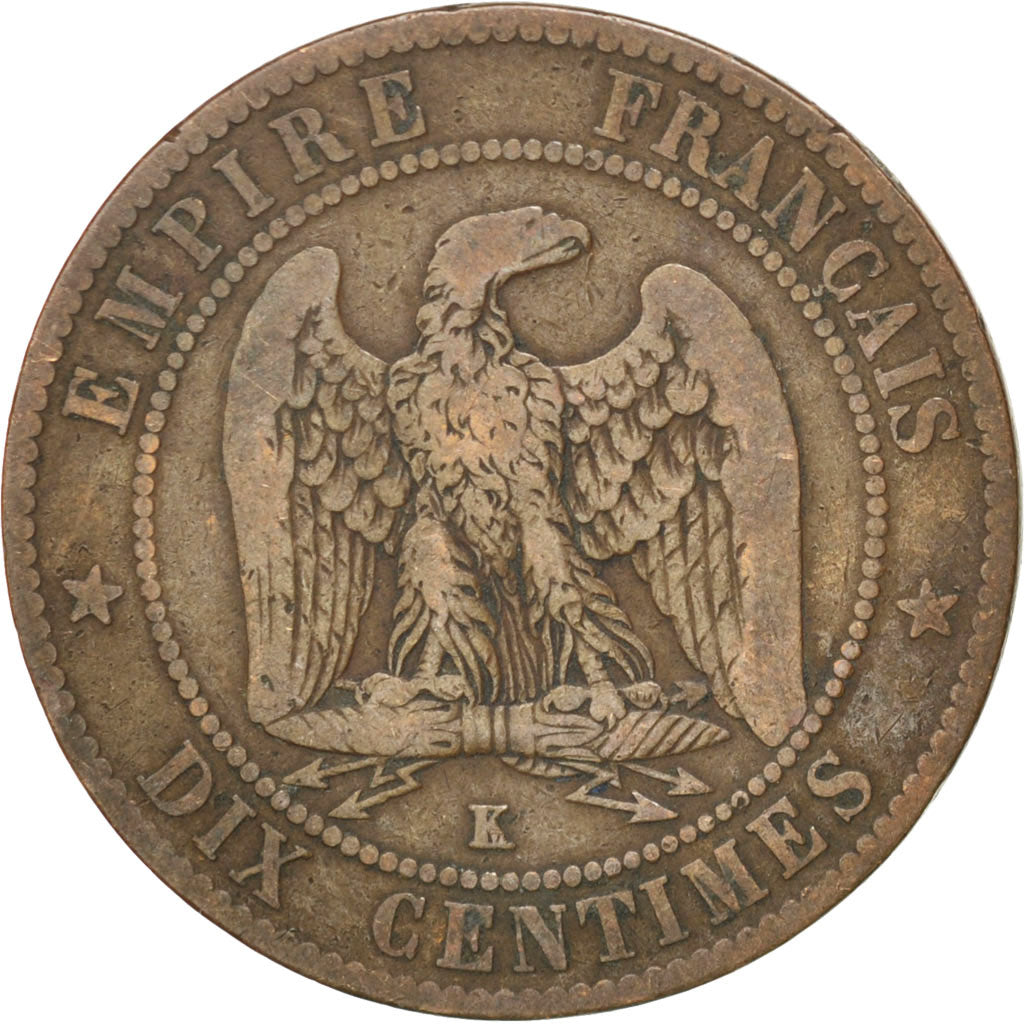 Monnaie, France, Napoleon III, Napoléon III, 10 Centimes, 1863, Bordeaux, TB